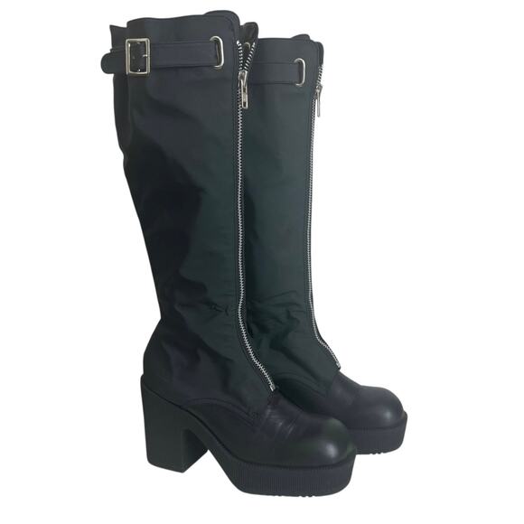 Vintage Y2K 9&Co. Knee High Front Zipper Chunky Heel Boots Size 10 - Picture 1 of 12